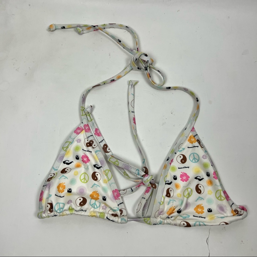 House of Sunny Happy Days peace sign bikini top in Sea Salt Size Medium - Picture 2 of 5